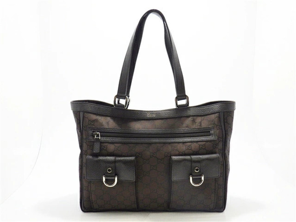 Gucci bag tote GG canvas dark brown